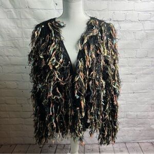 Blue Blush Shaggy Cardigan Sweater Large